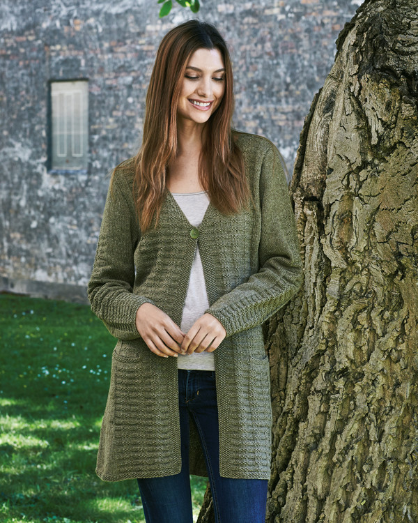 Strikkeoppskrit Lang cardigan