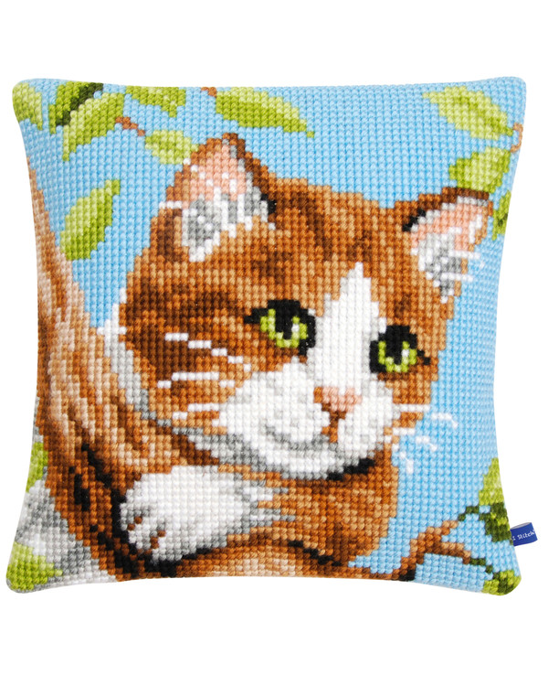Broderikit Kudde Katt i träd