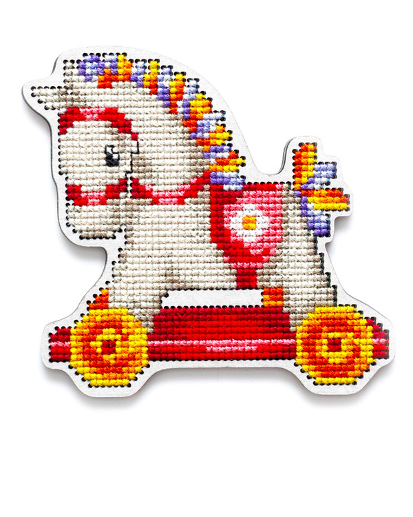 Broderikit Magnet Häst rosa