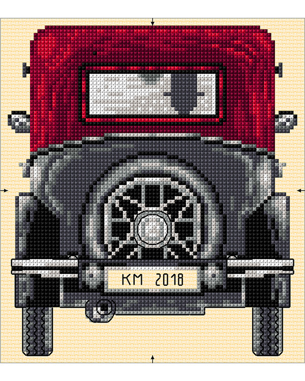 Broderikit Kudde Gammal bil
