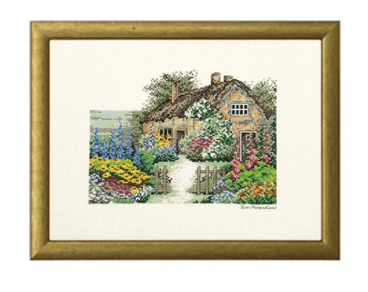 Broderikit Tavla Blomstergården linn