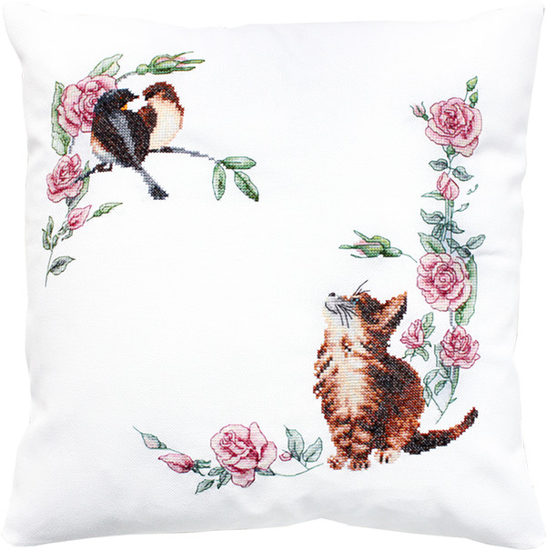 Kissen Katze auf der Lauer