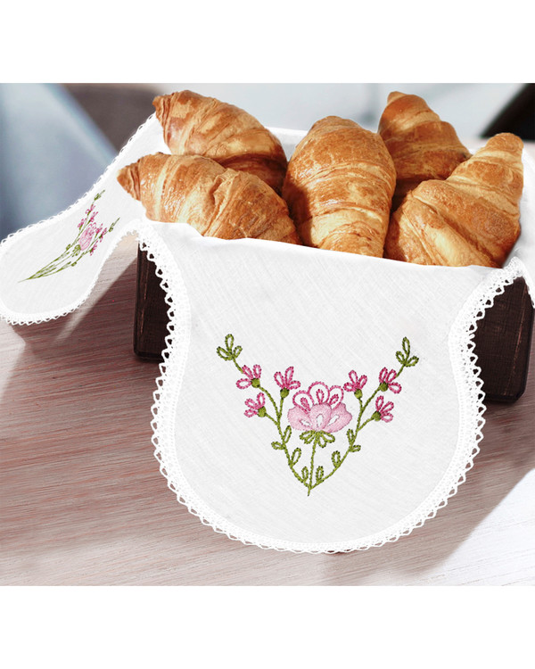 Brotkorb Rosa Blumen