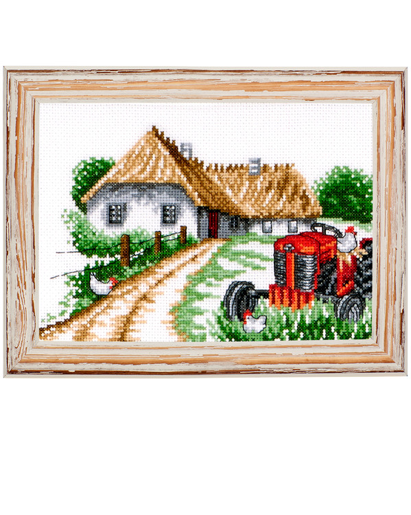 Broderikit Tavla Hus på landet