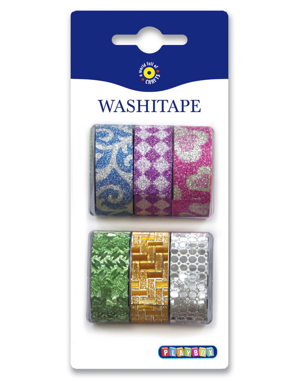 Washi tejp Glitter 6-pack