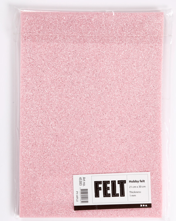 Hobbyfilt Glitter rosa 10-pk