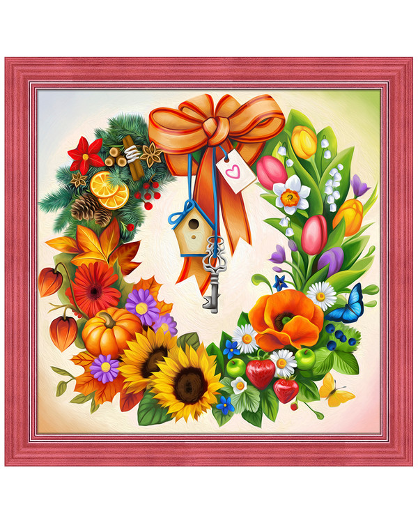 Diamond painting Kukkakranssi