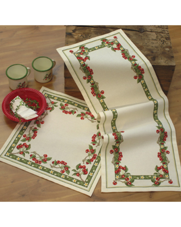 Broderikit Löpare Körsbär