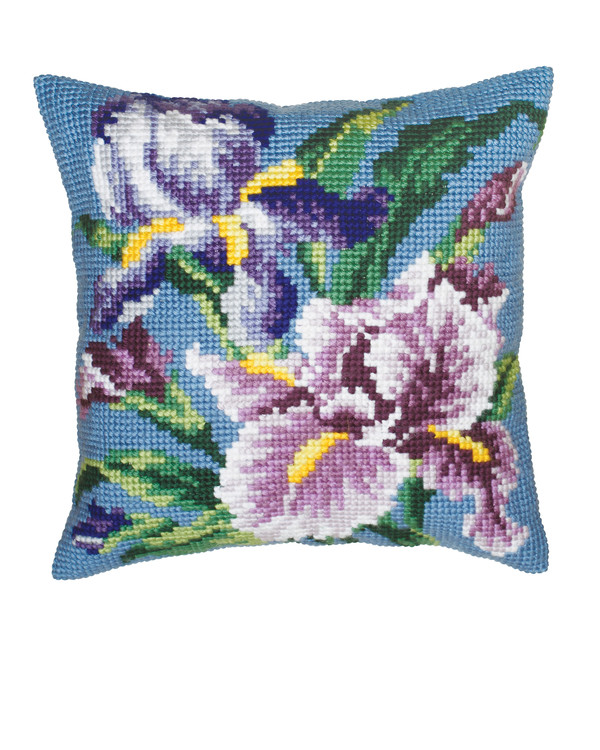 Stickpackung Kissen Blaue Blumen