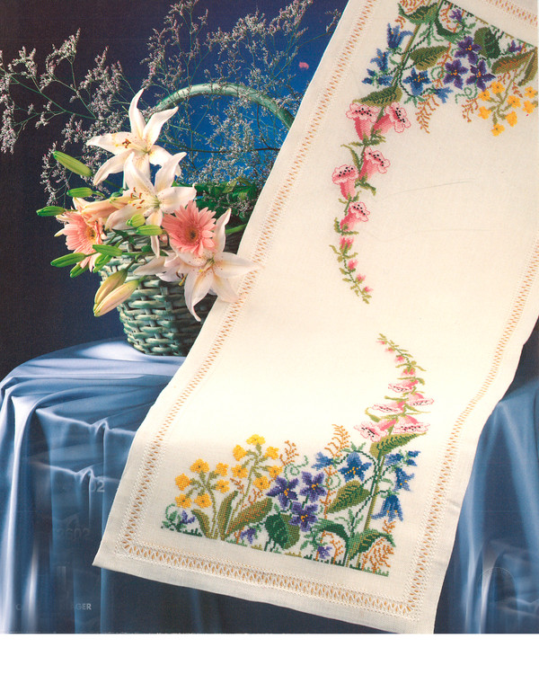 Broderikit Löpare Vilda blommor Linn
