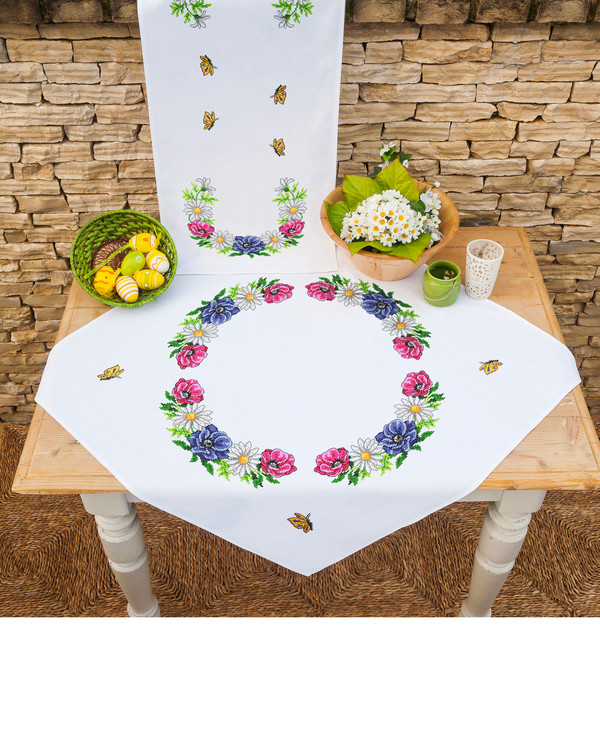Løper Fargerike blomster med eller uten garn