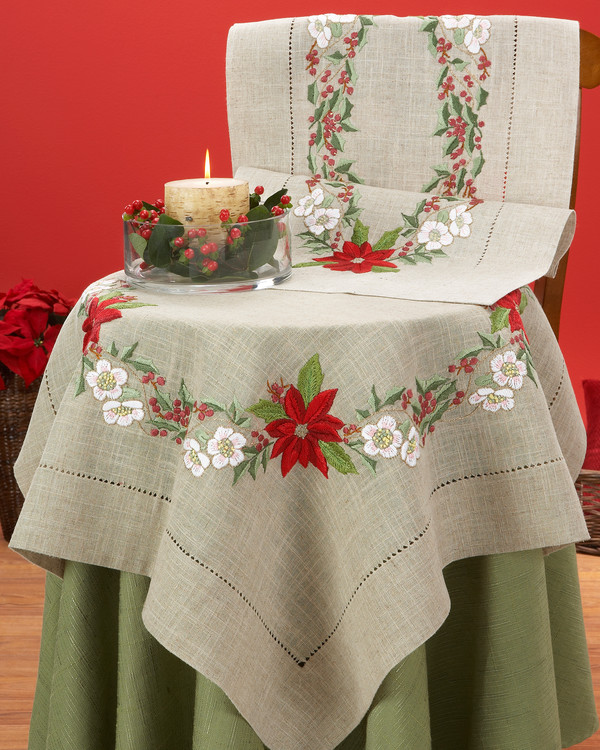 Broderikit Duk Julblomster