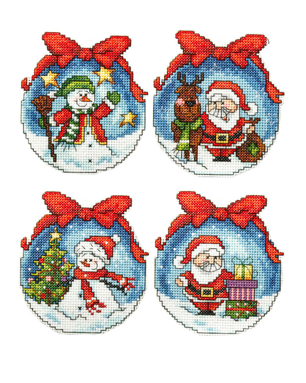 Broderipakke Plastic canvas I julekulen 4-pk