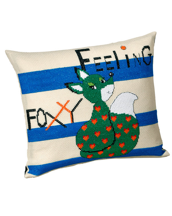 Broderikit Kuddframsida Grön räv
