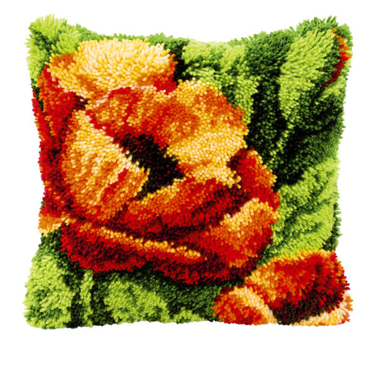 Knüpfkissen Mohn