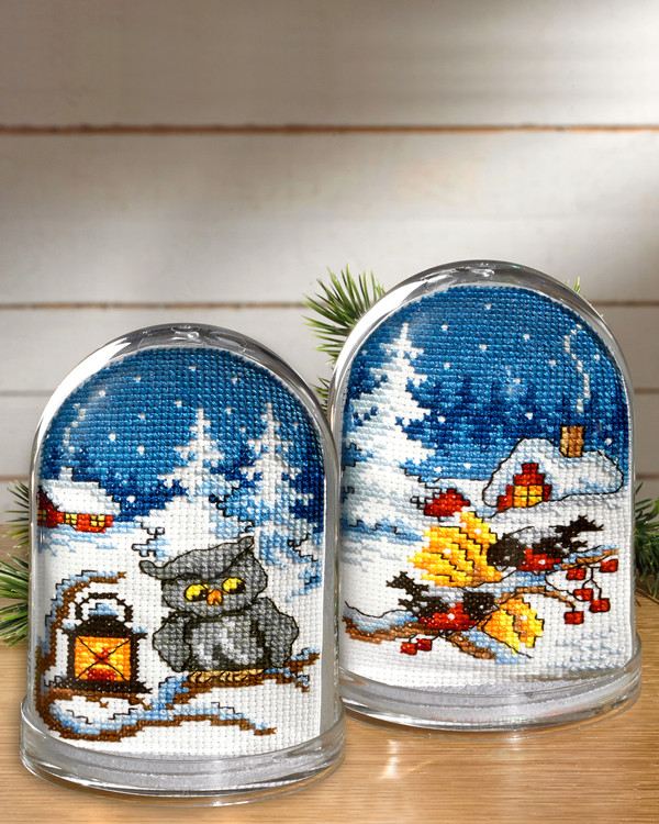 Broderi Vinterscener till snögloben 2-pack