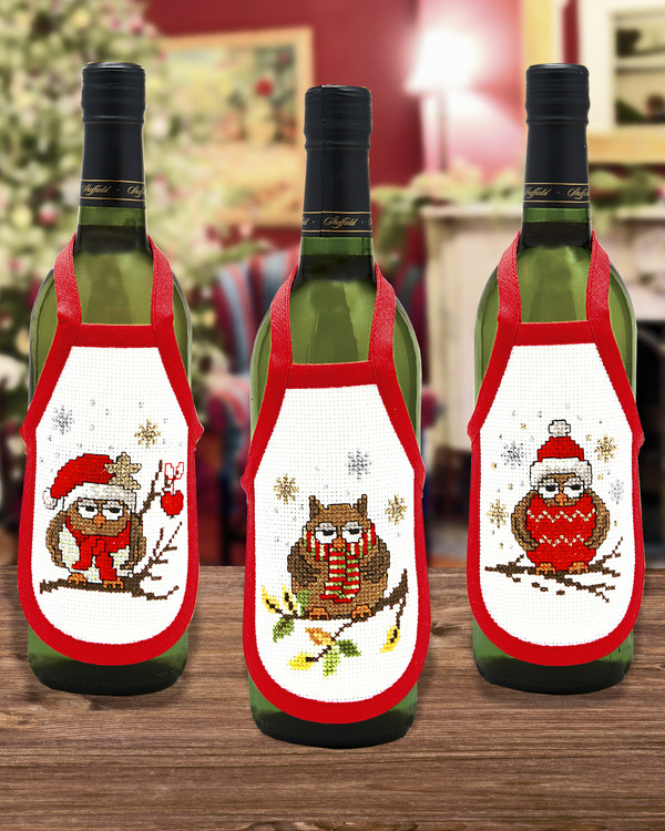 Flaskeforklær Juleugler 3-pk