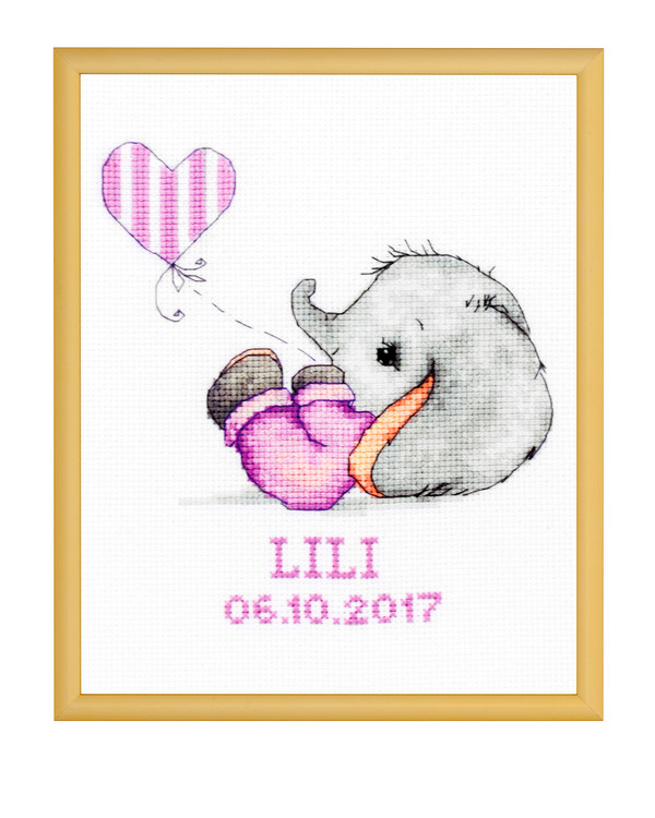 Broderikit Födelsetavla Ballonglek