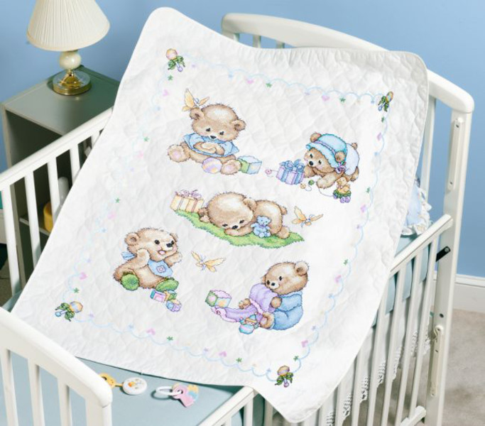 Broderikit Babytäcke Björnungar