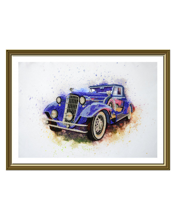 Perlebroderi Rolls Royce Blå