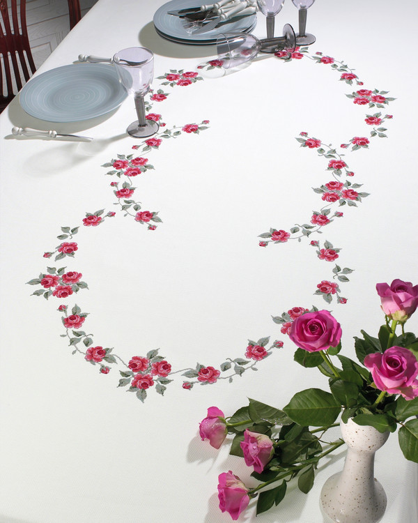 Mittagsdecke Rosenmotiv